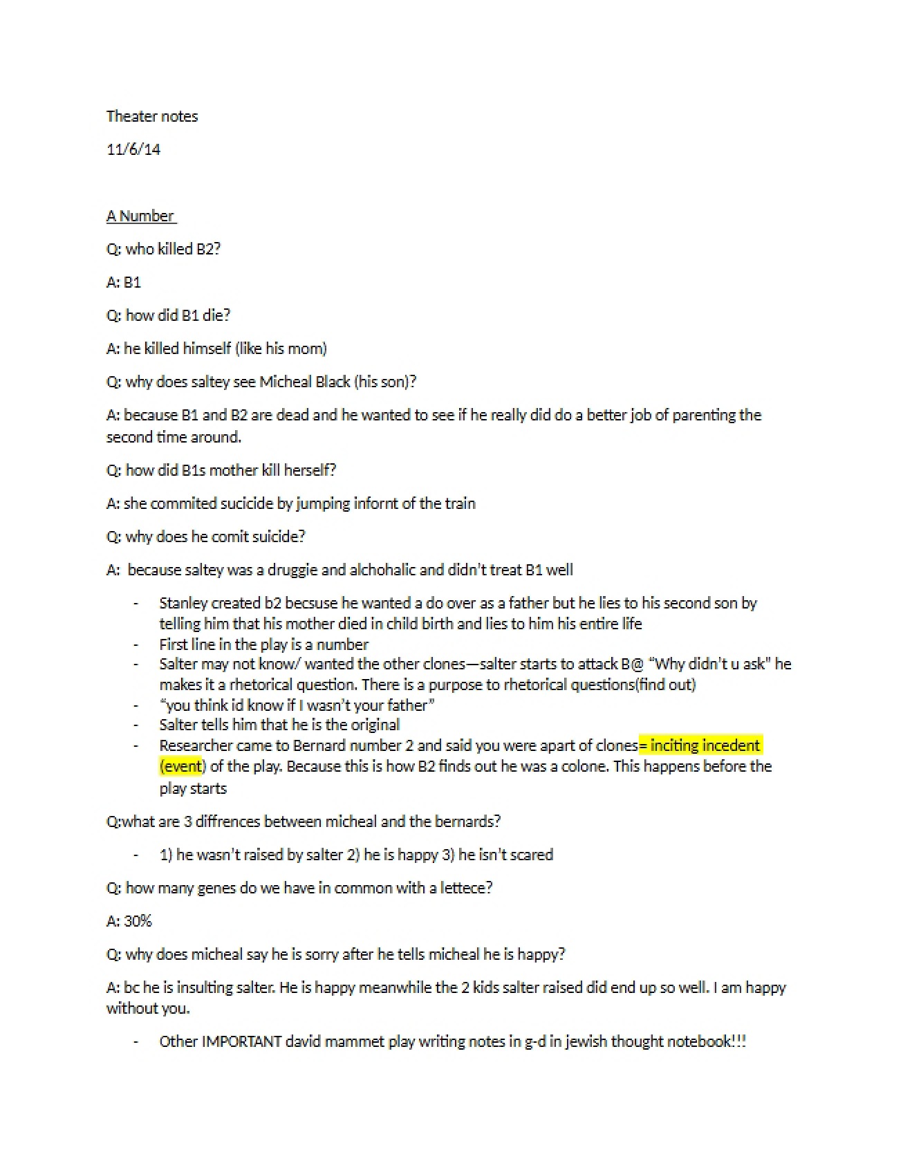 General Notes on Theatrical Studies