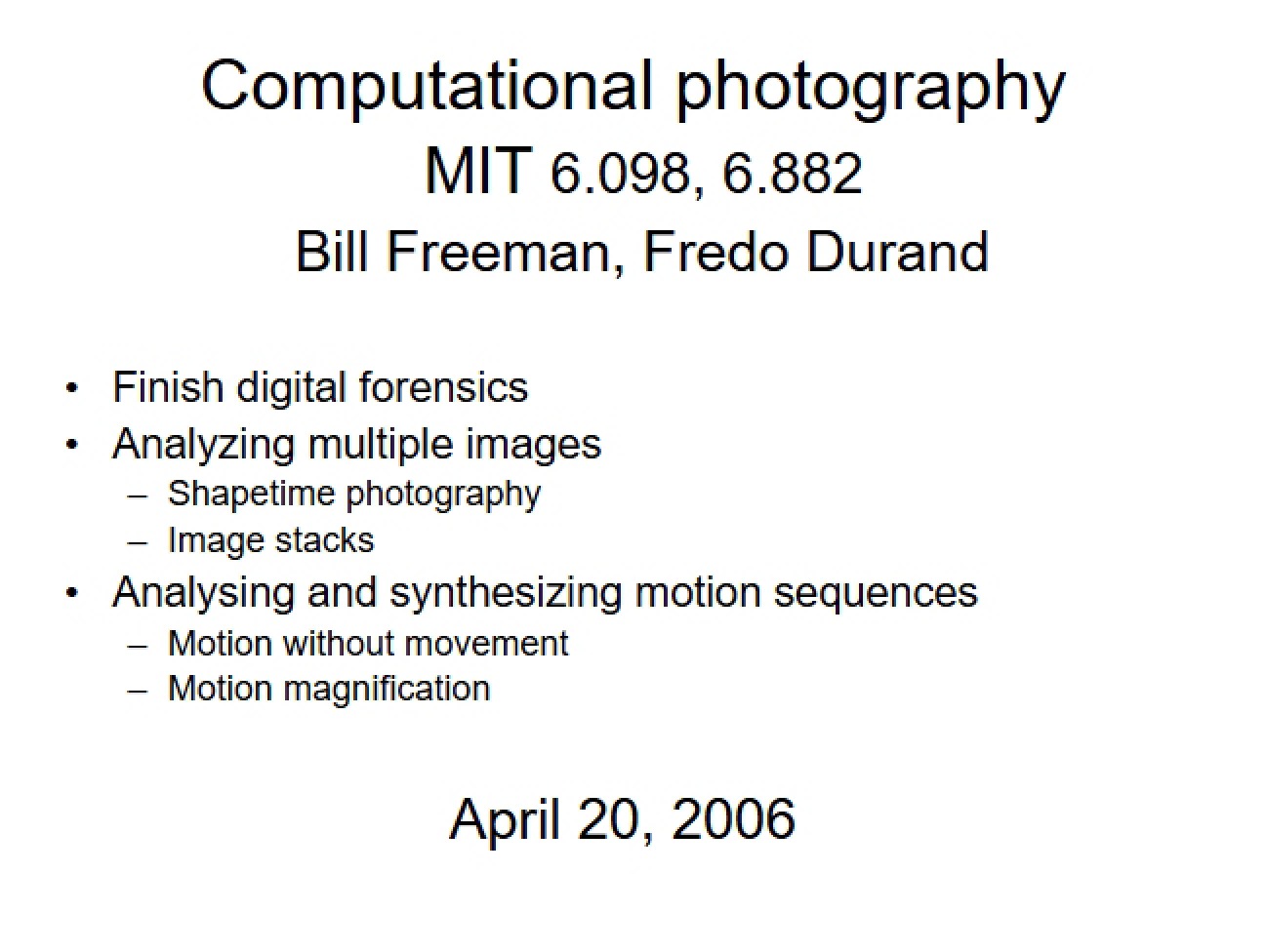 Multi-Image Analysis