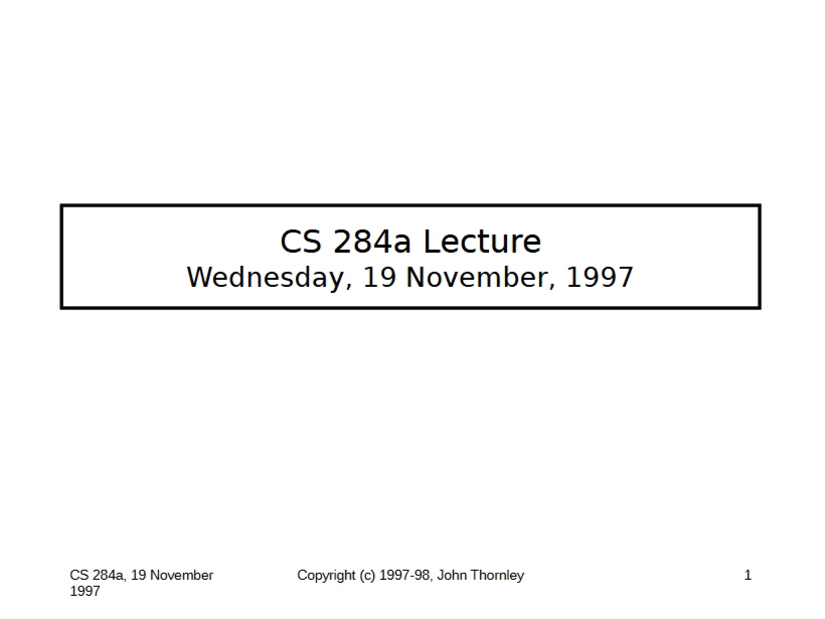 Notes from Lecture