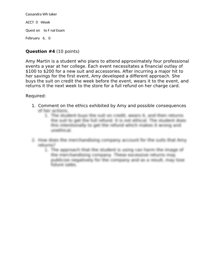 Ethics and Consequences of Amy's Suit Return Strategy