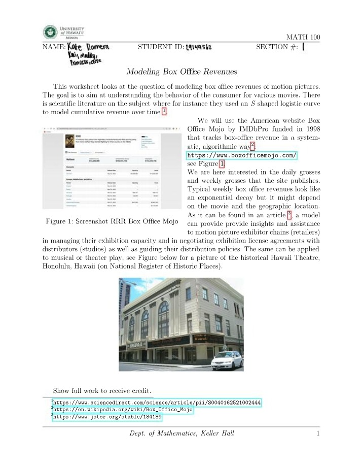 MATH100 Worksheet 15