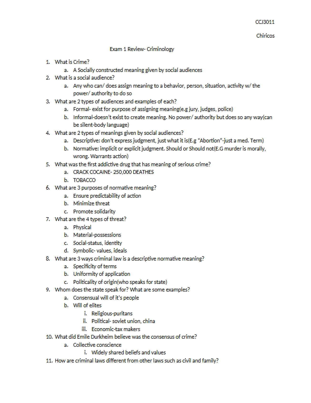 Materials for the First Exam