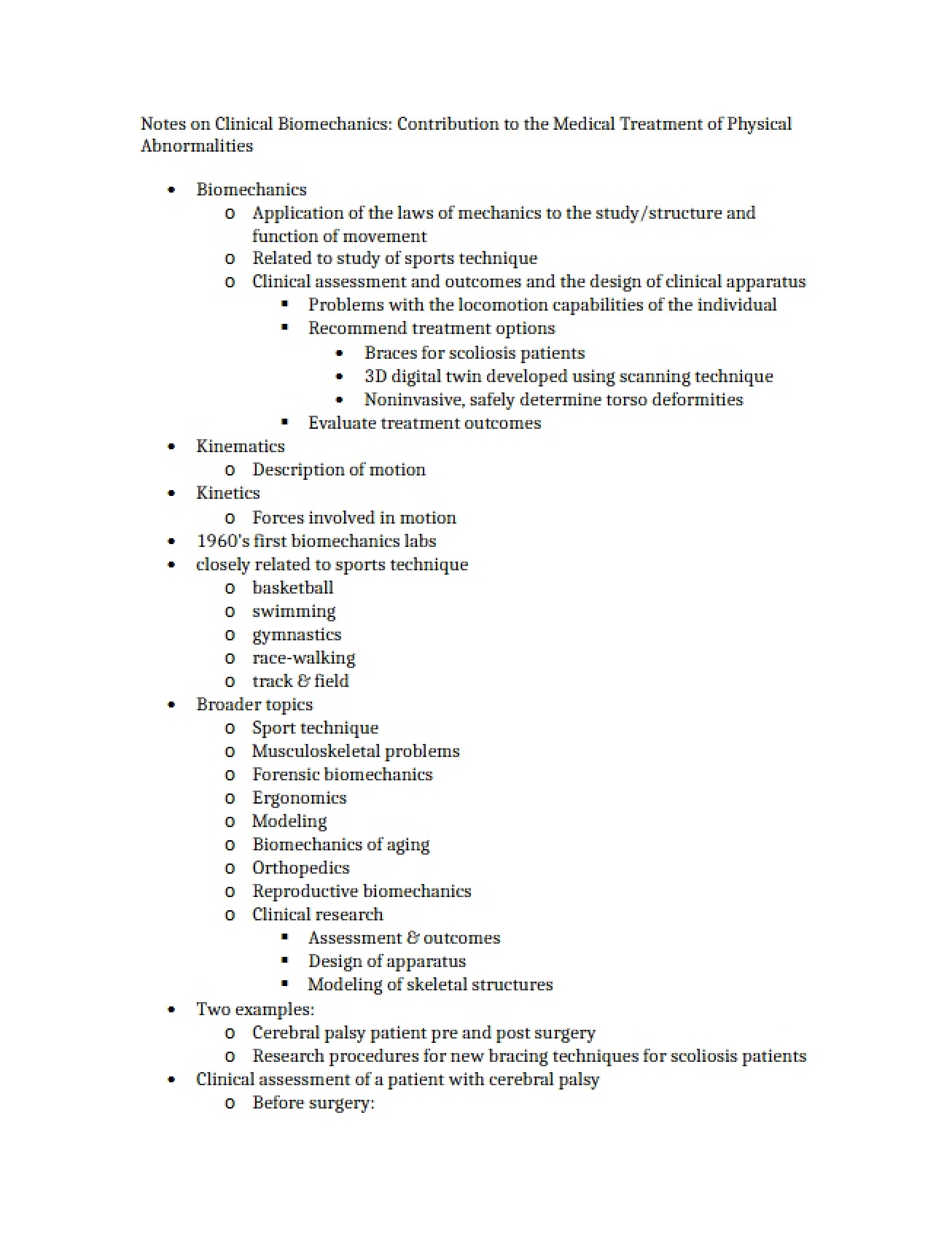 Clinical Biomechanics Annotations