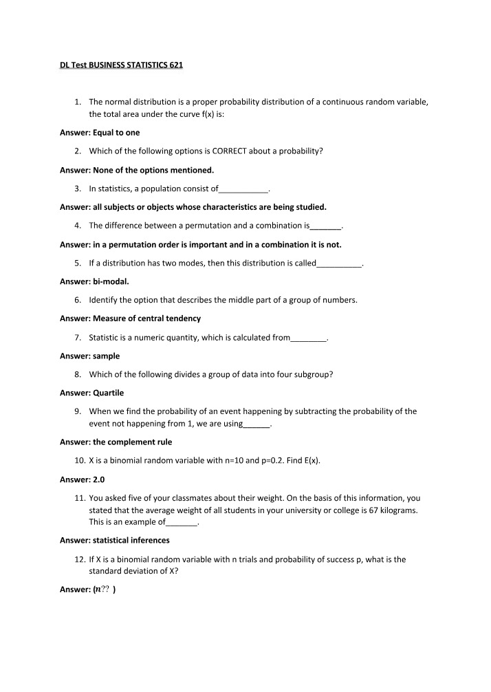 MCQs for DL Tests