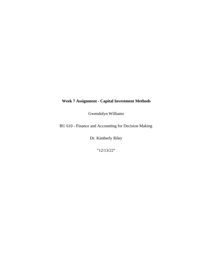 Week 7 Assignment for BU 610