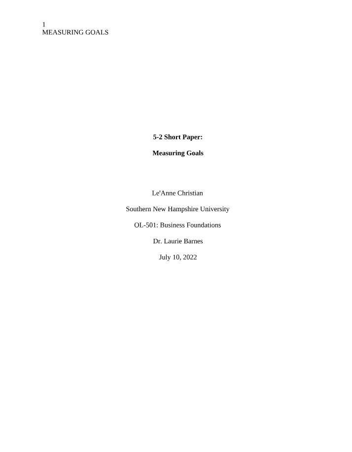 Short Paper - Measuring Goals