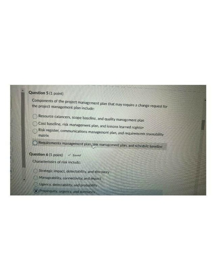 Project Management Plan Components and Characteristics