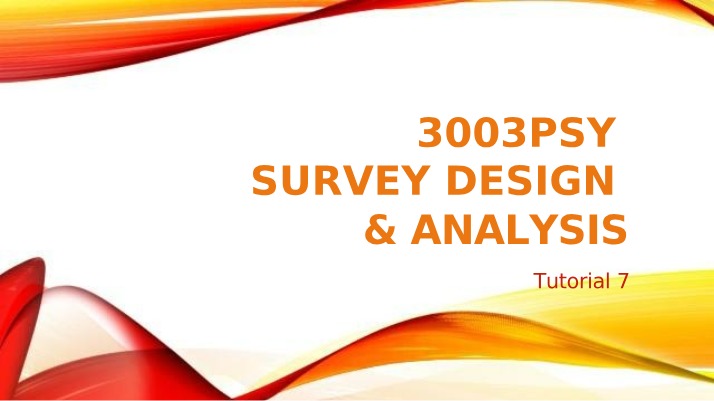 3003PSY Week 9 Tutorial 7
