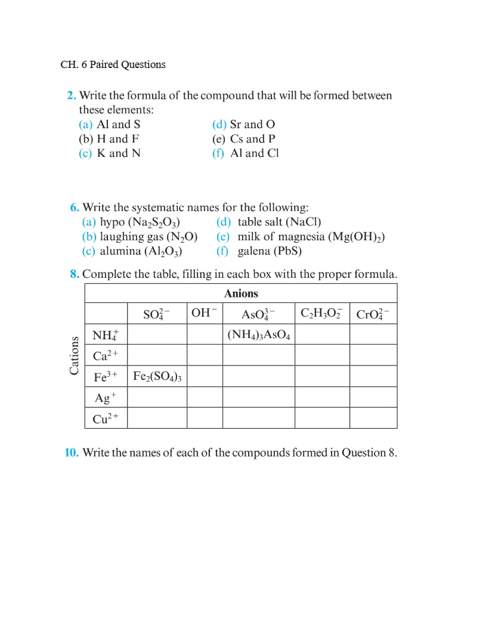 Paired Questions Chapter 6