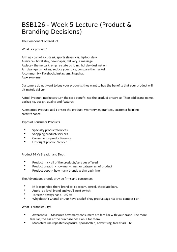 BSB126 - Product - Week 5