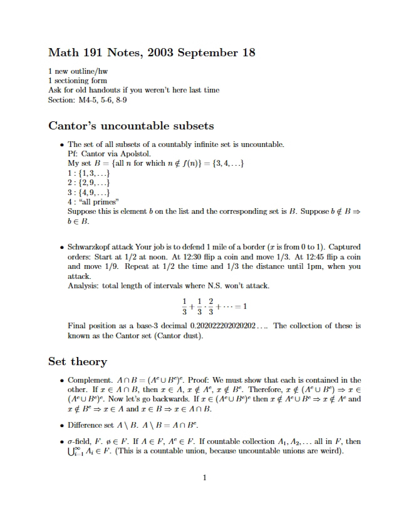 Probability Theory Notes March 18