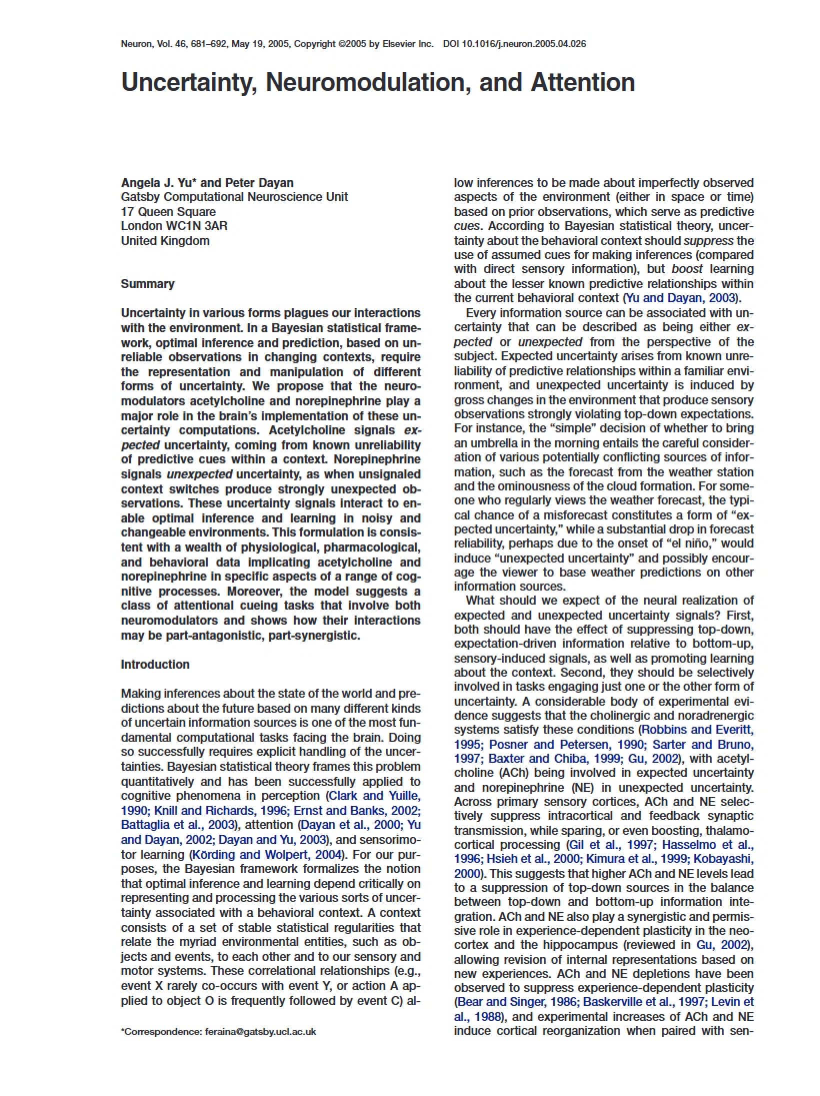 Attention, Uncertainty, and Neuromodulation