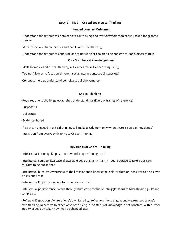 Module 3 - Critical Sociological Thinking