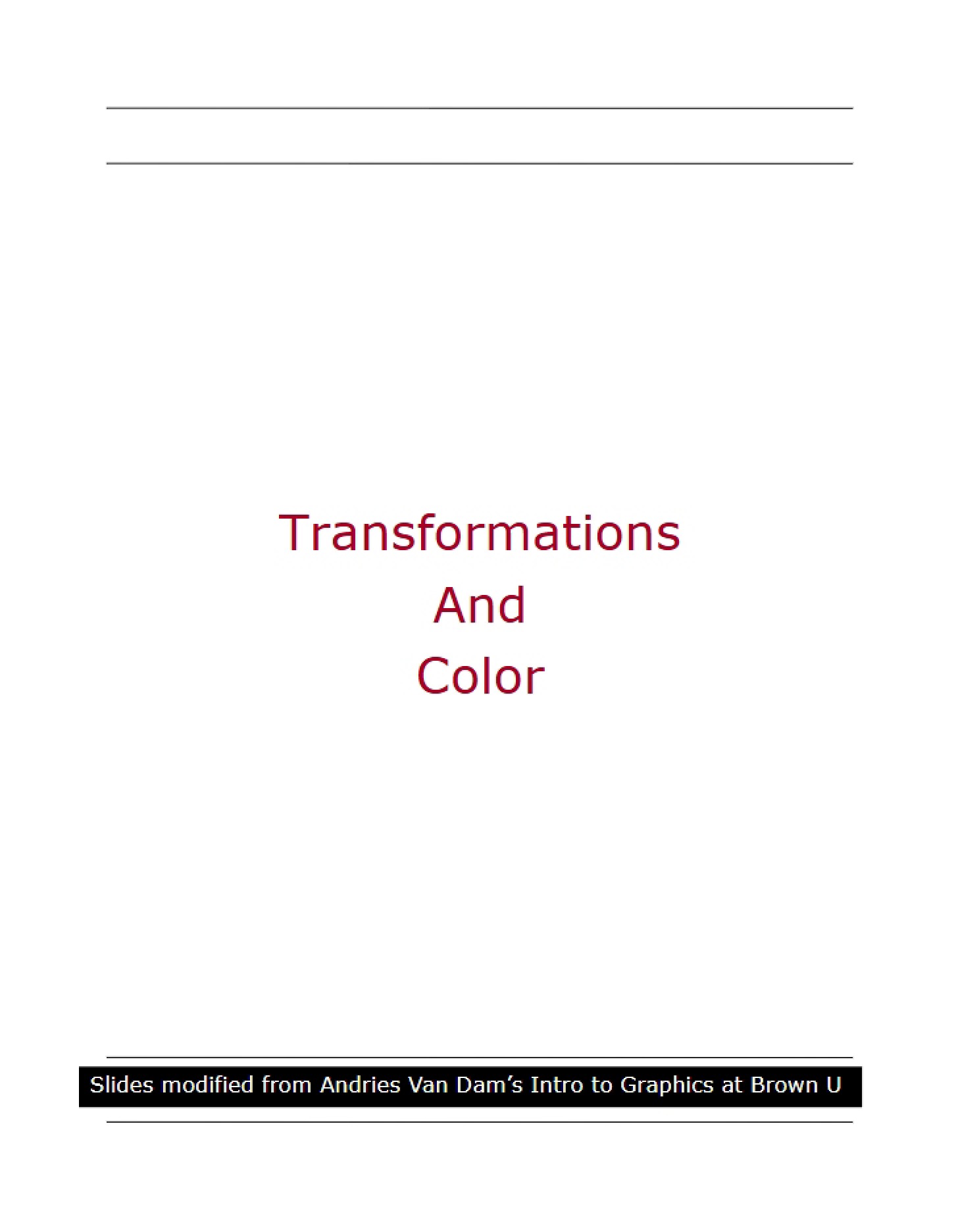 Color and Transformations