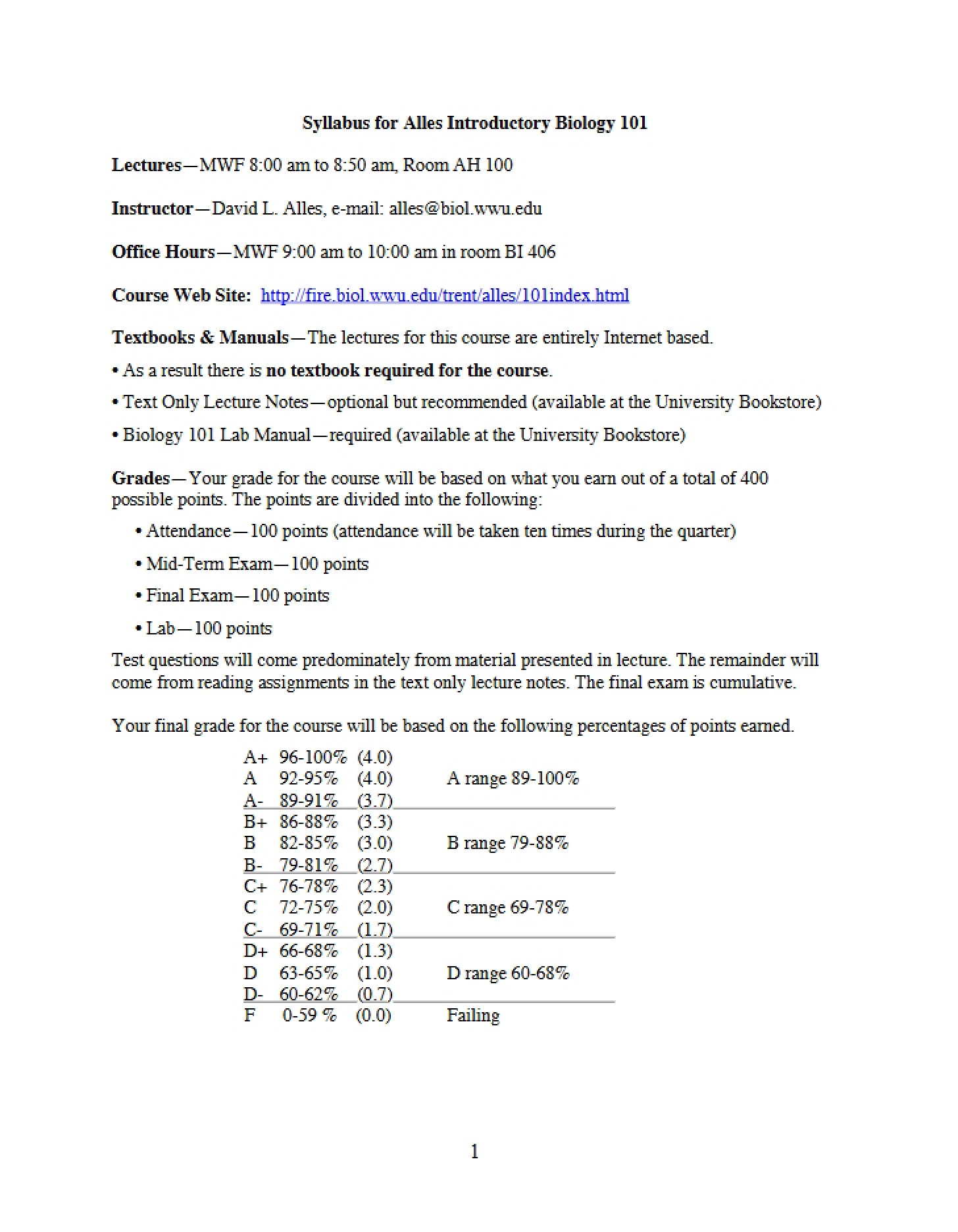 Term Schedule