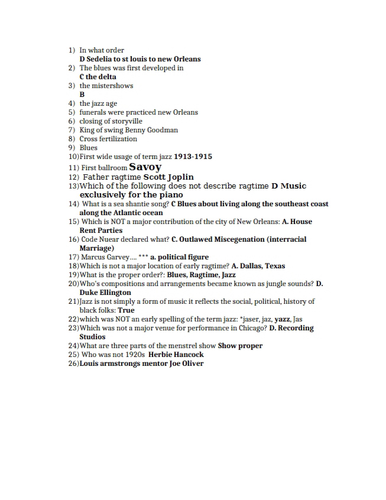Jazz Course Study Guide