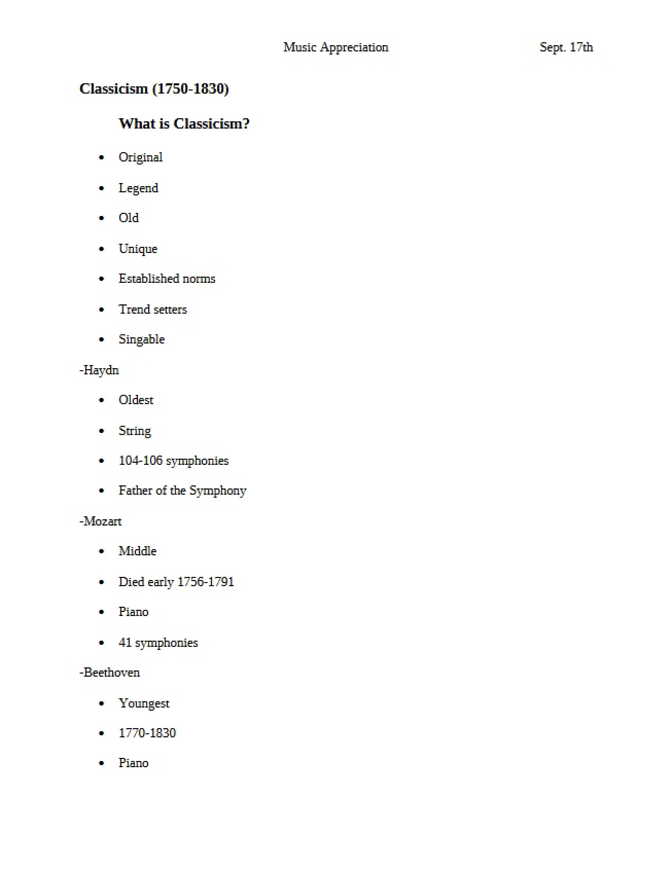 Notes on Classicism