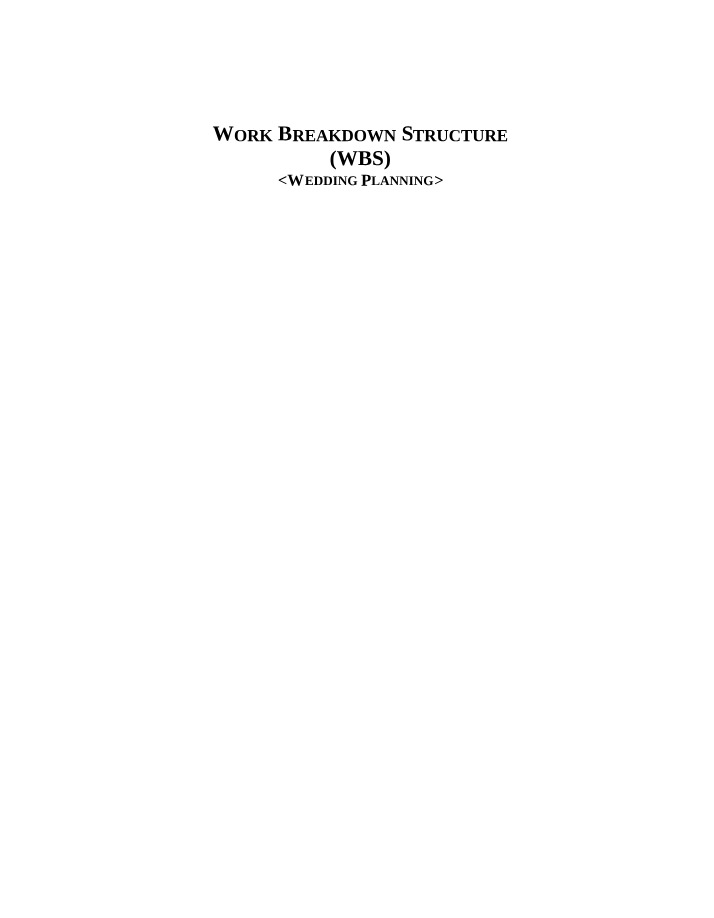 Work Breakdown Structure (WBS) for Wedding Planning