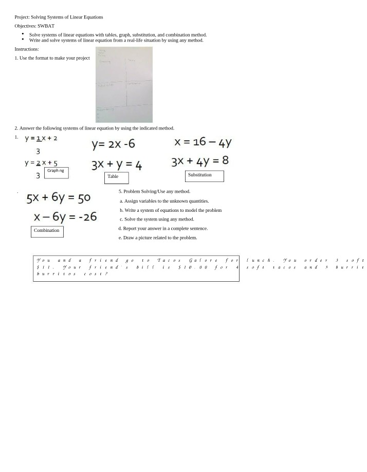 Systems of Linear Equations Project