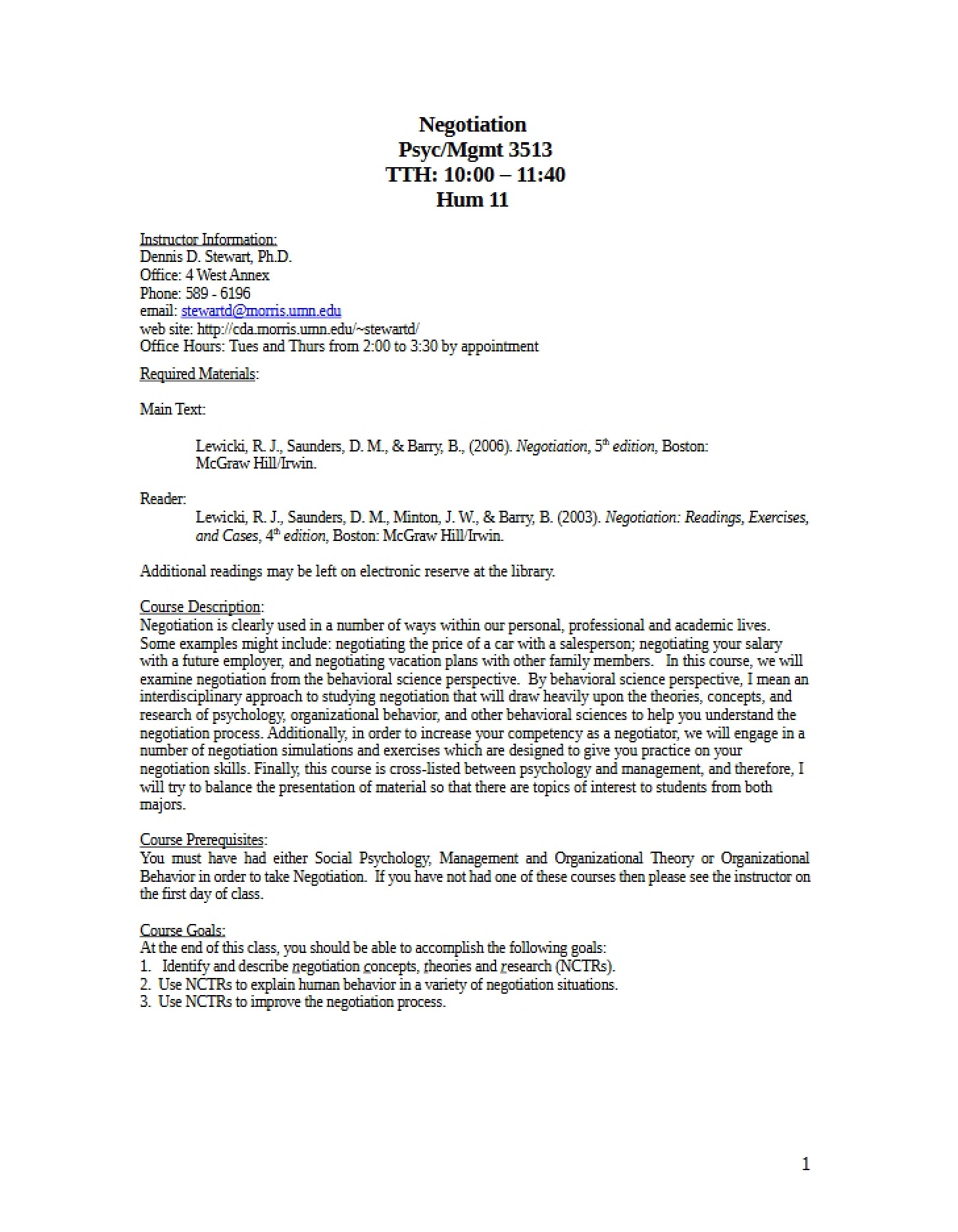 PSYC 3513 Course Outline