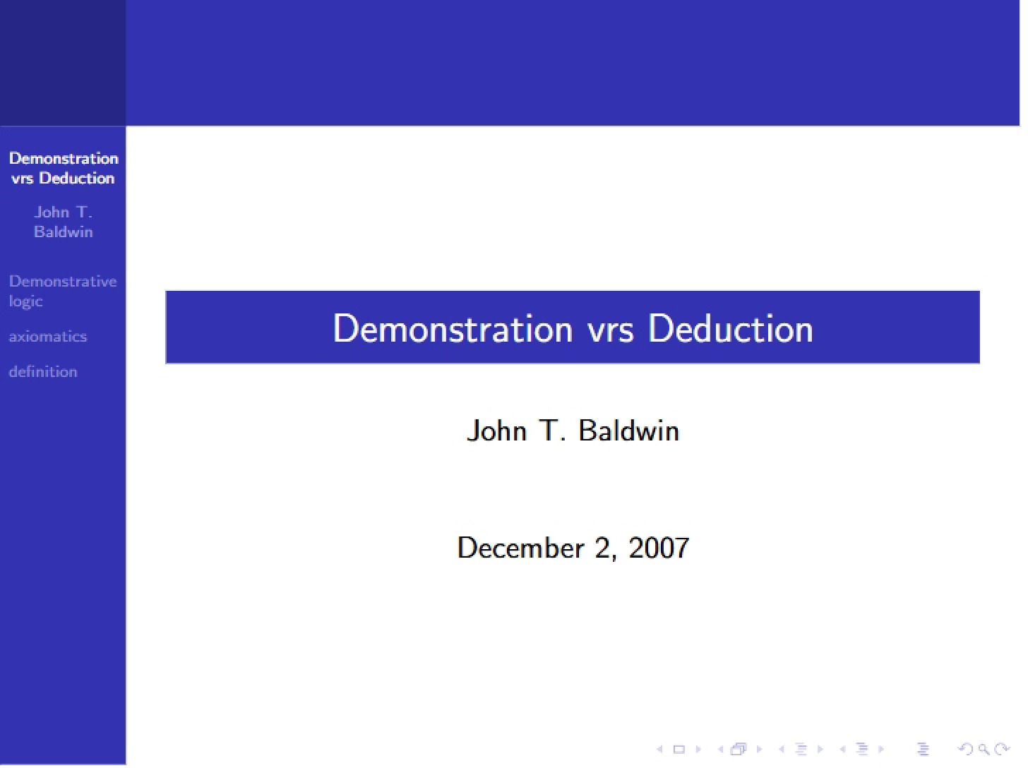 Deduction vs Demonstration