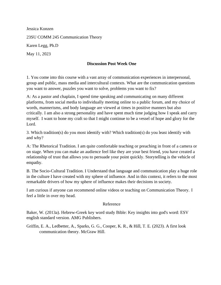 Exploring Communication Theory Questions Traditions and Concepts