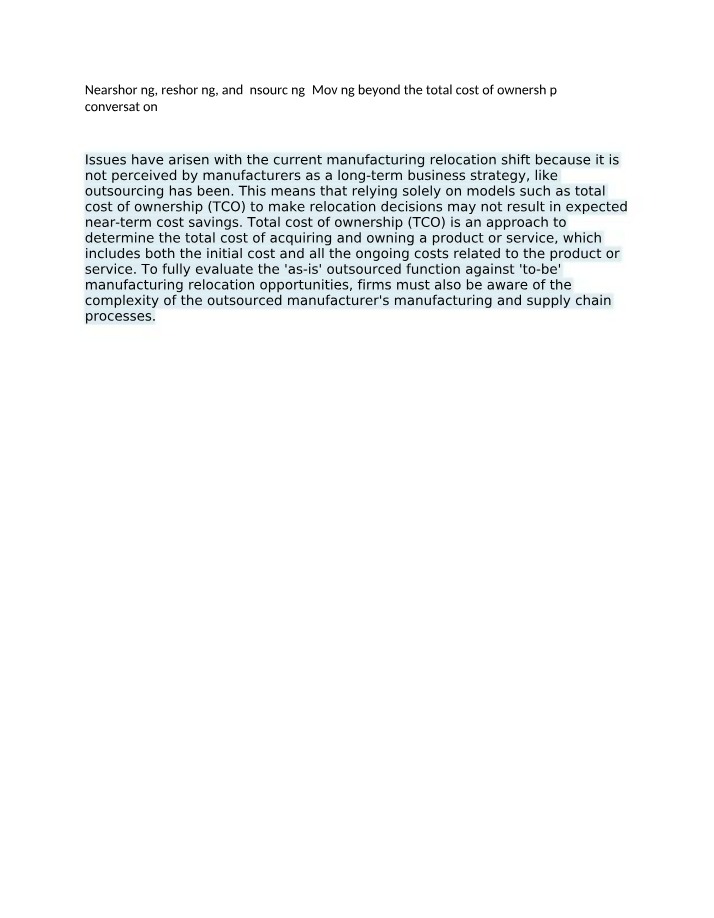 Accounting Notes on Nearshoring