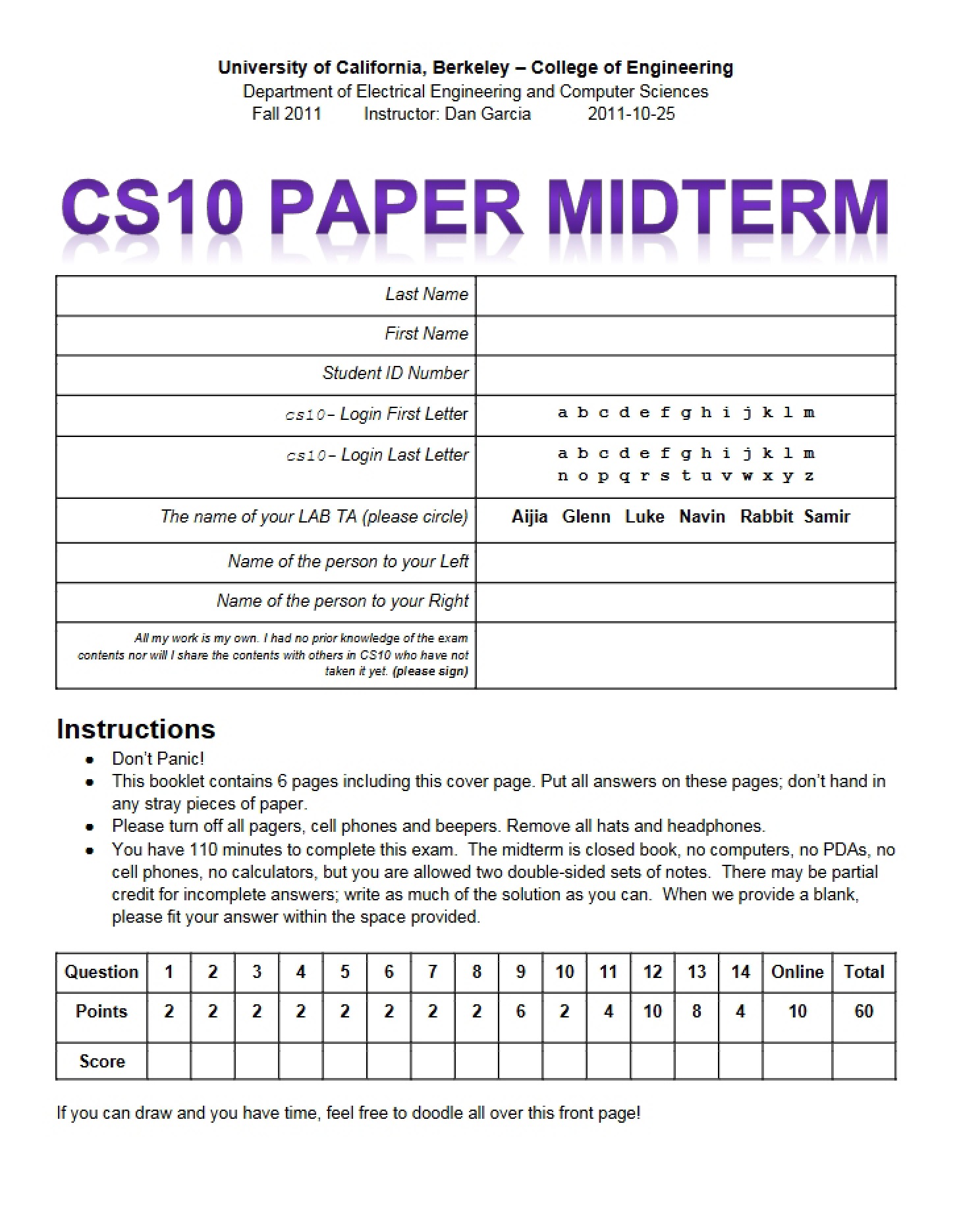 Paper Midterm Fall 2011