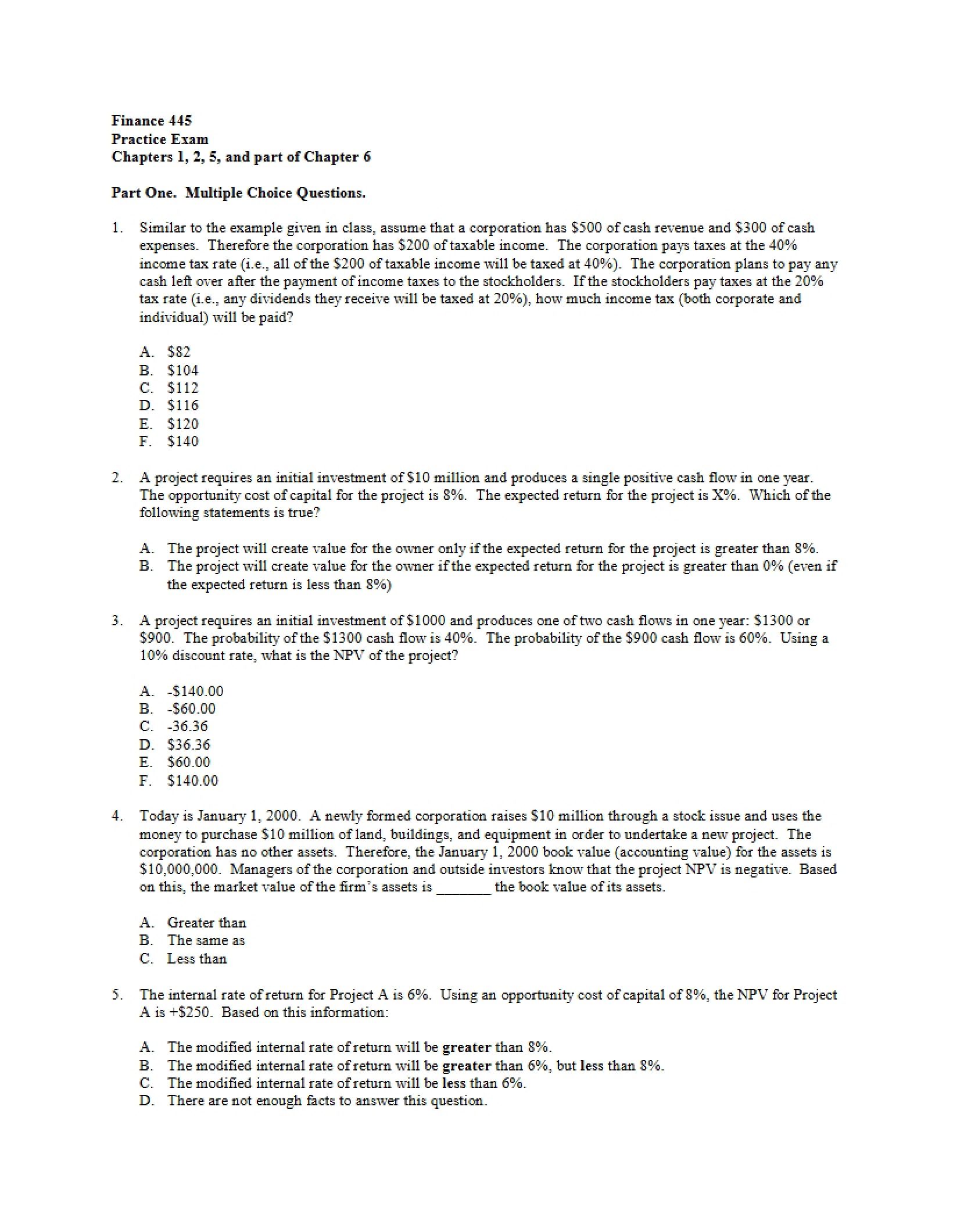 Exam for Practice