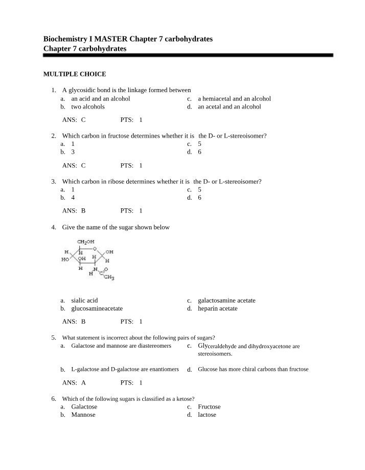 Carbohydrates - Chapter 7