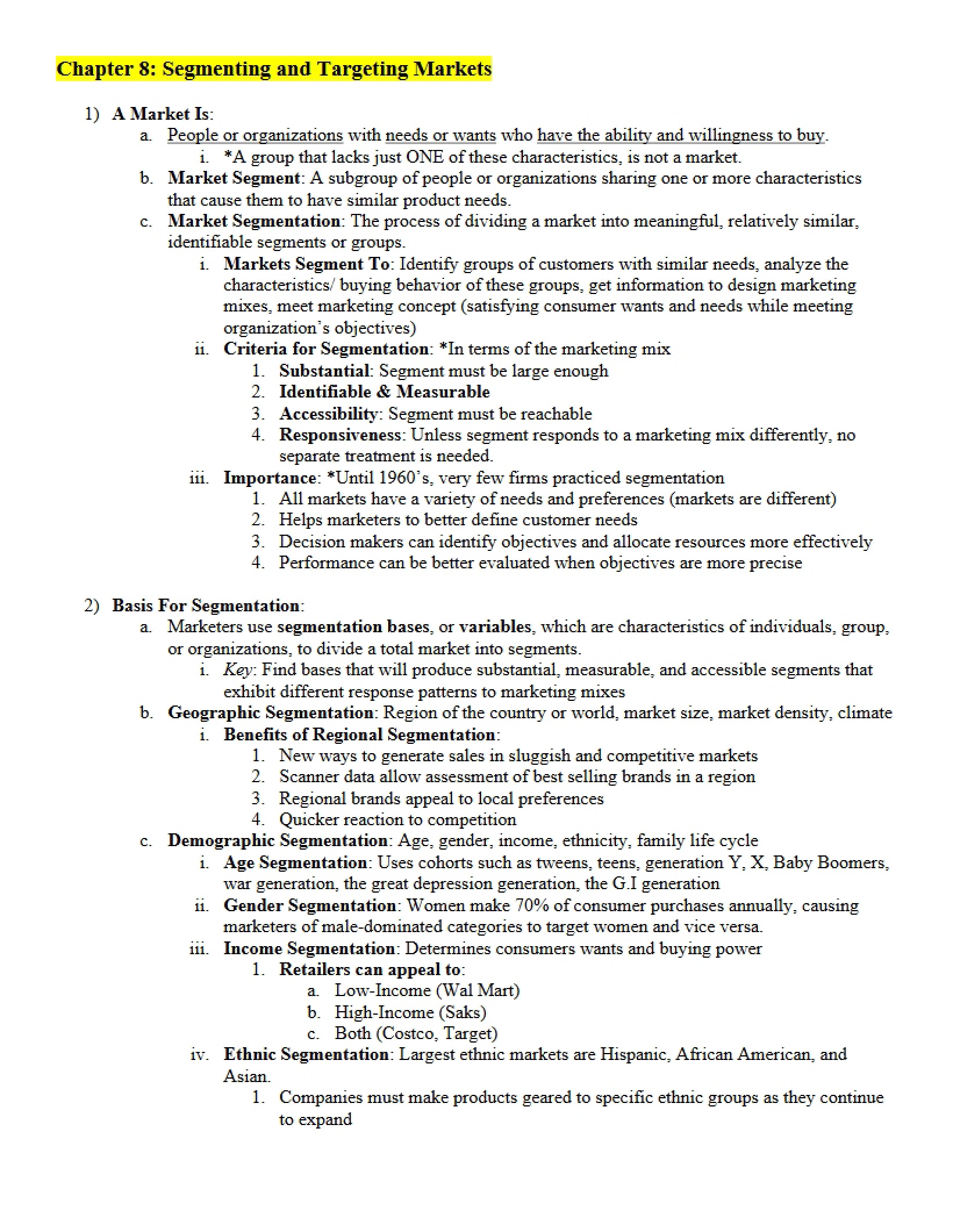 Chapter 8 - Market Targeting