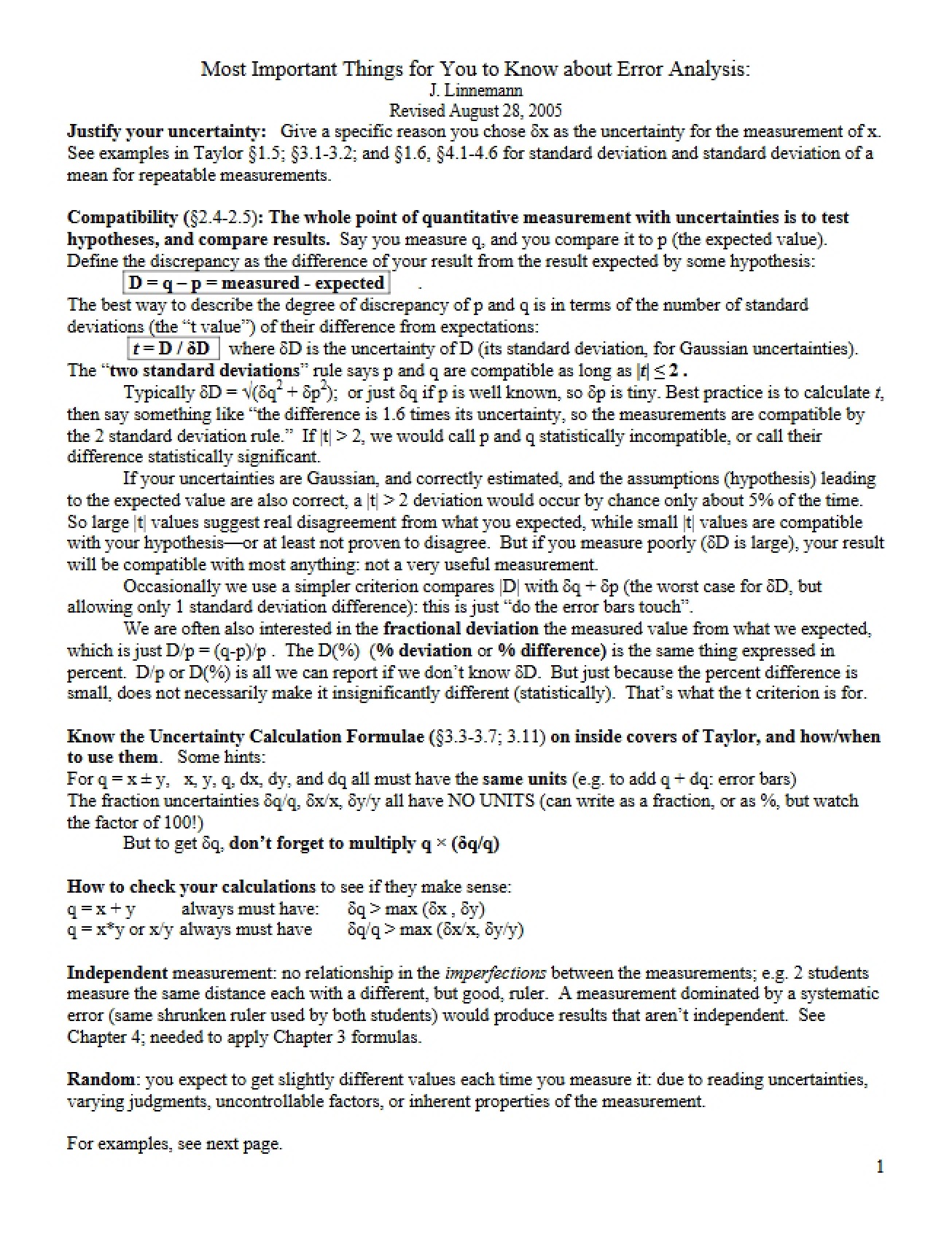 Error Analysis Key Concepts