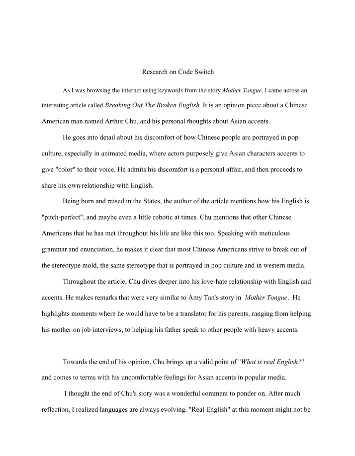 Exploring Stereotypes in Breaking Out - The Broken English