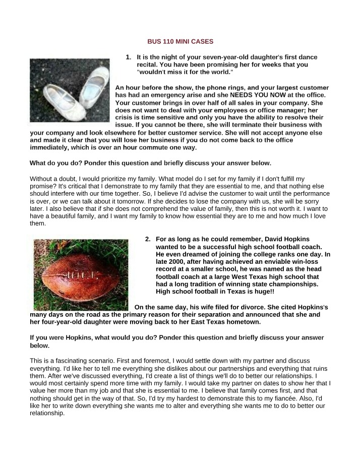 Mini Case Studies - BUS 110 Week 11