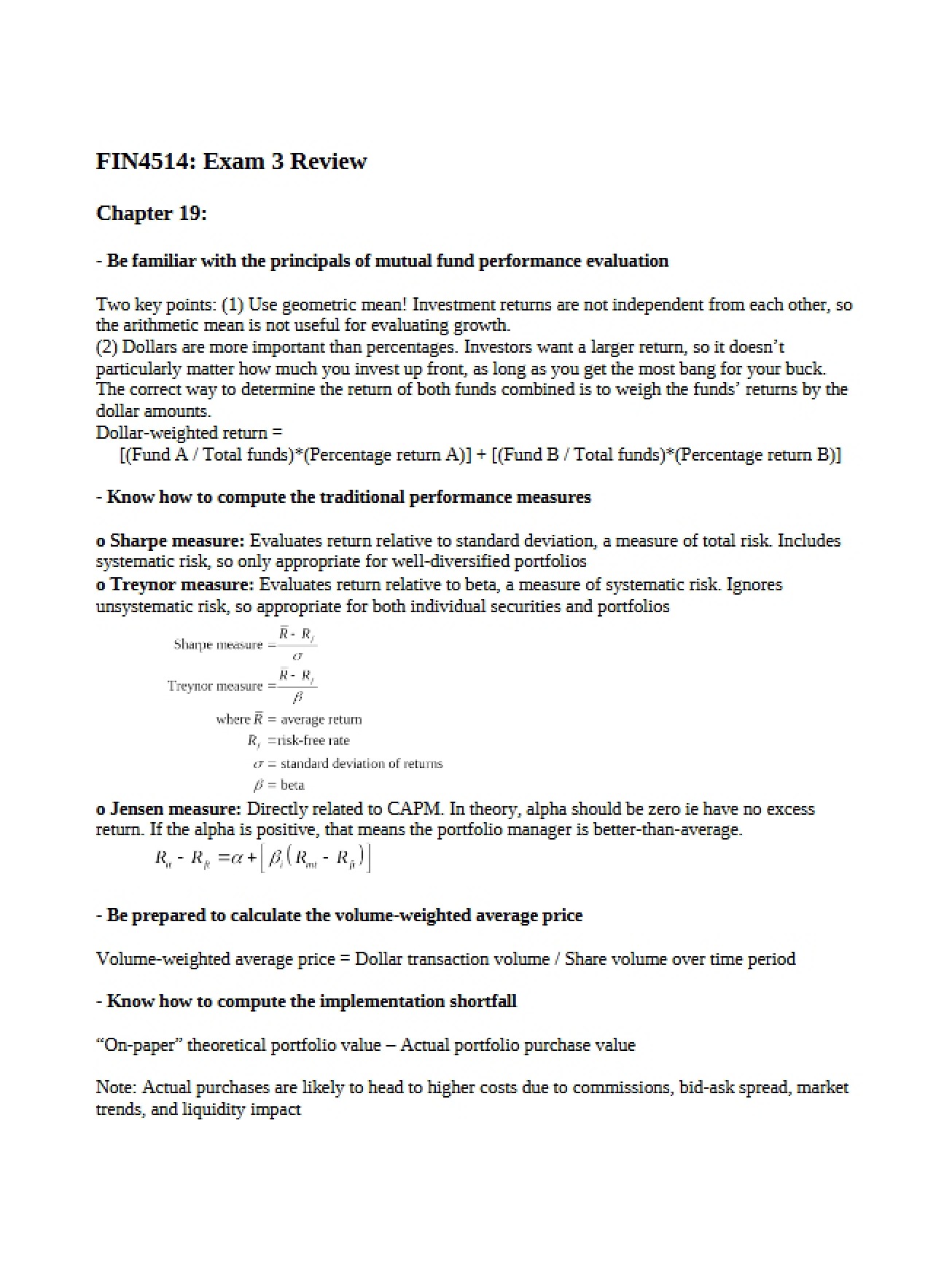 Third Exam for Security Analysis and Portfolio Management