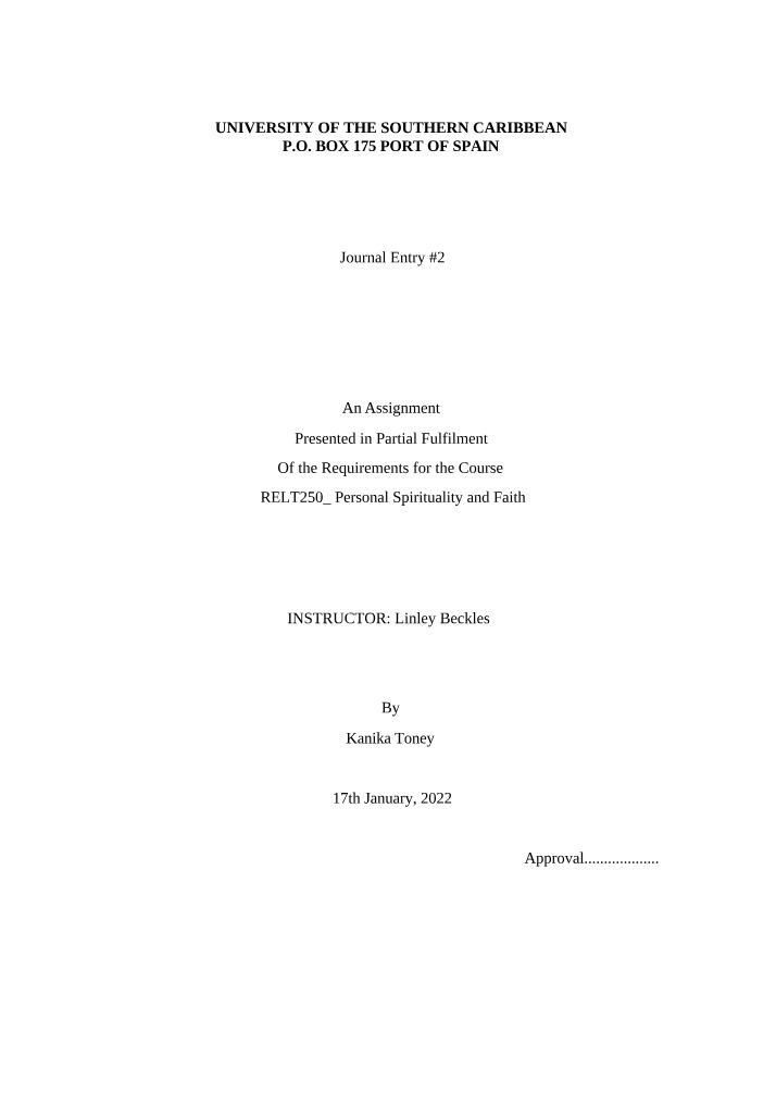 Personal Spirituality and Faith - A Journal of Growth