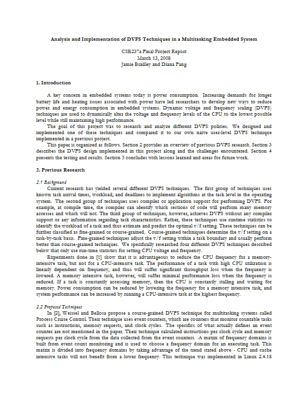 DVFS Technique Implementation and Analysis