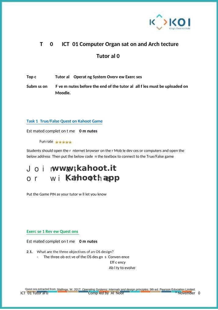 Tutorial 02 for ICT201