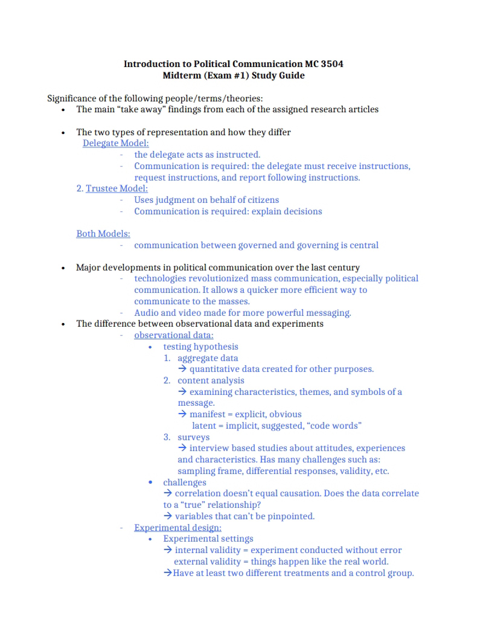 Guide for First Exam