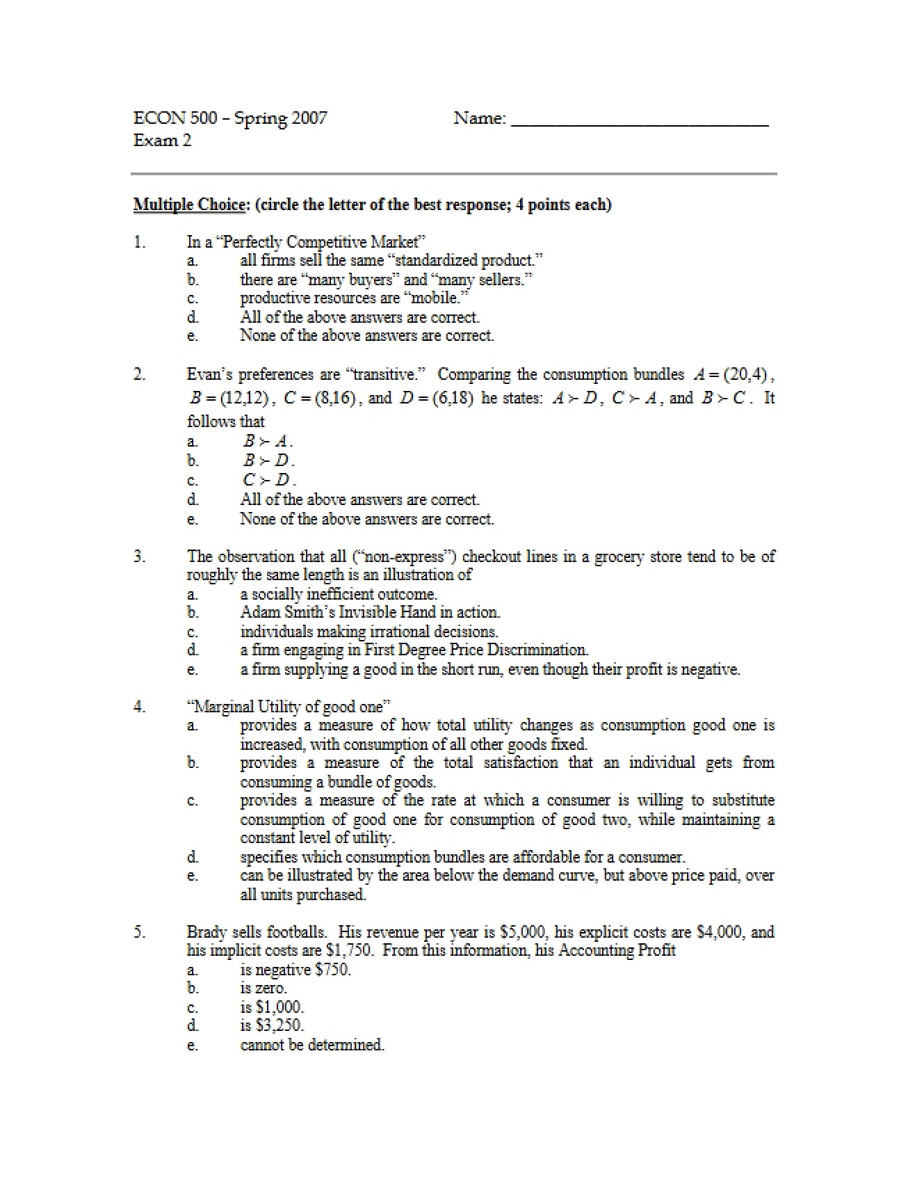 Examination Two
