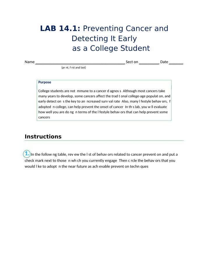Lab 14.1 - Detecting and Preventing Cancer Early