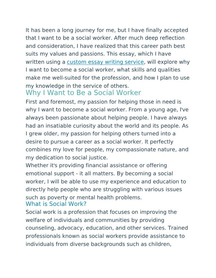 Why I Want to Be a Social Worker