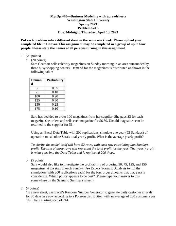 Profit and Order Analysis in Business Modeling with Spreadsheets