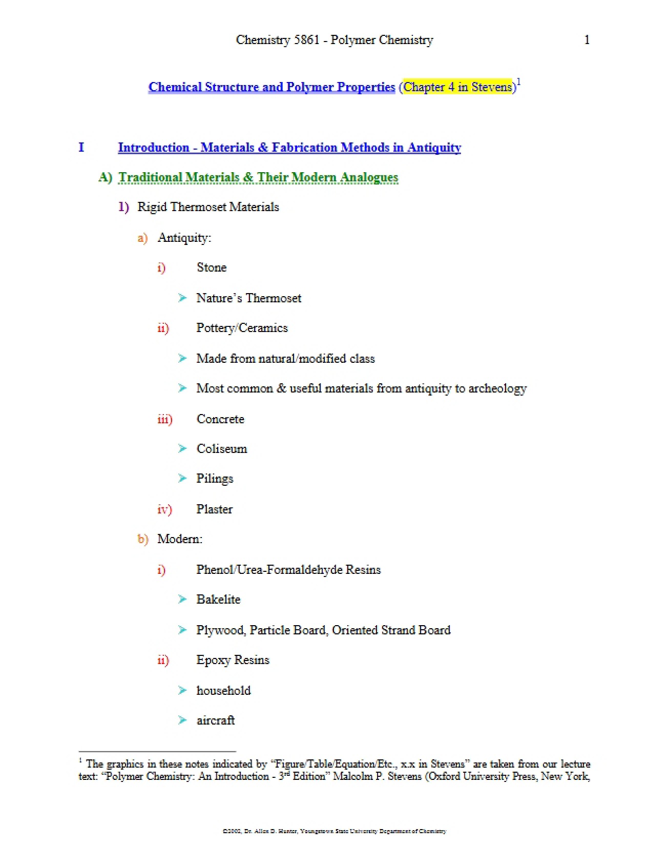Chem 5861 Chemistry of Polymers