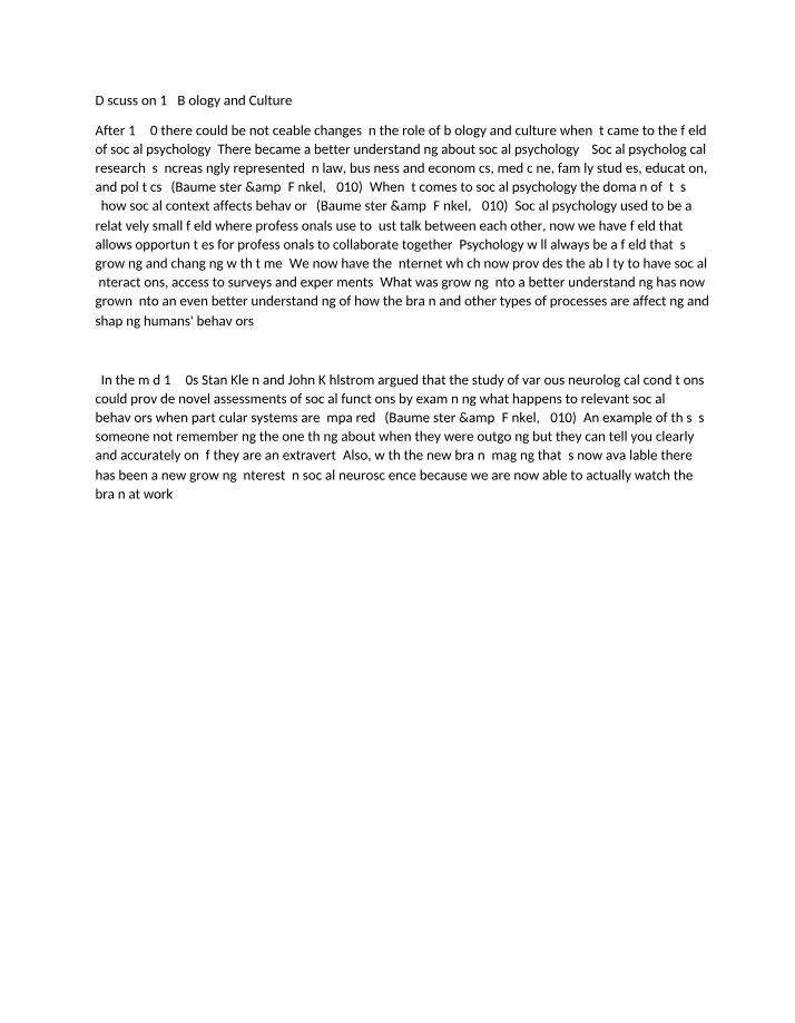 Biology and Culture Discussion 1