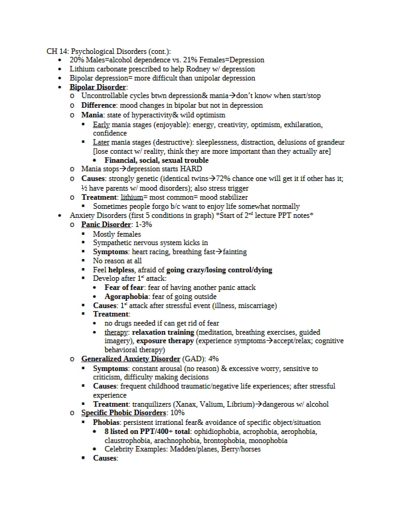 Chapter 14 Mental Health Disorders