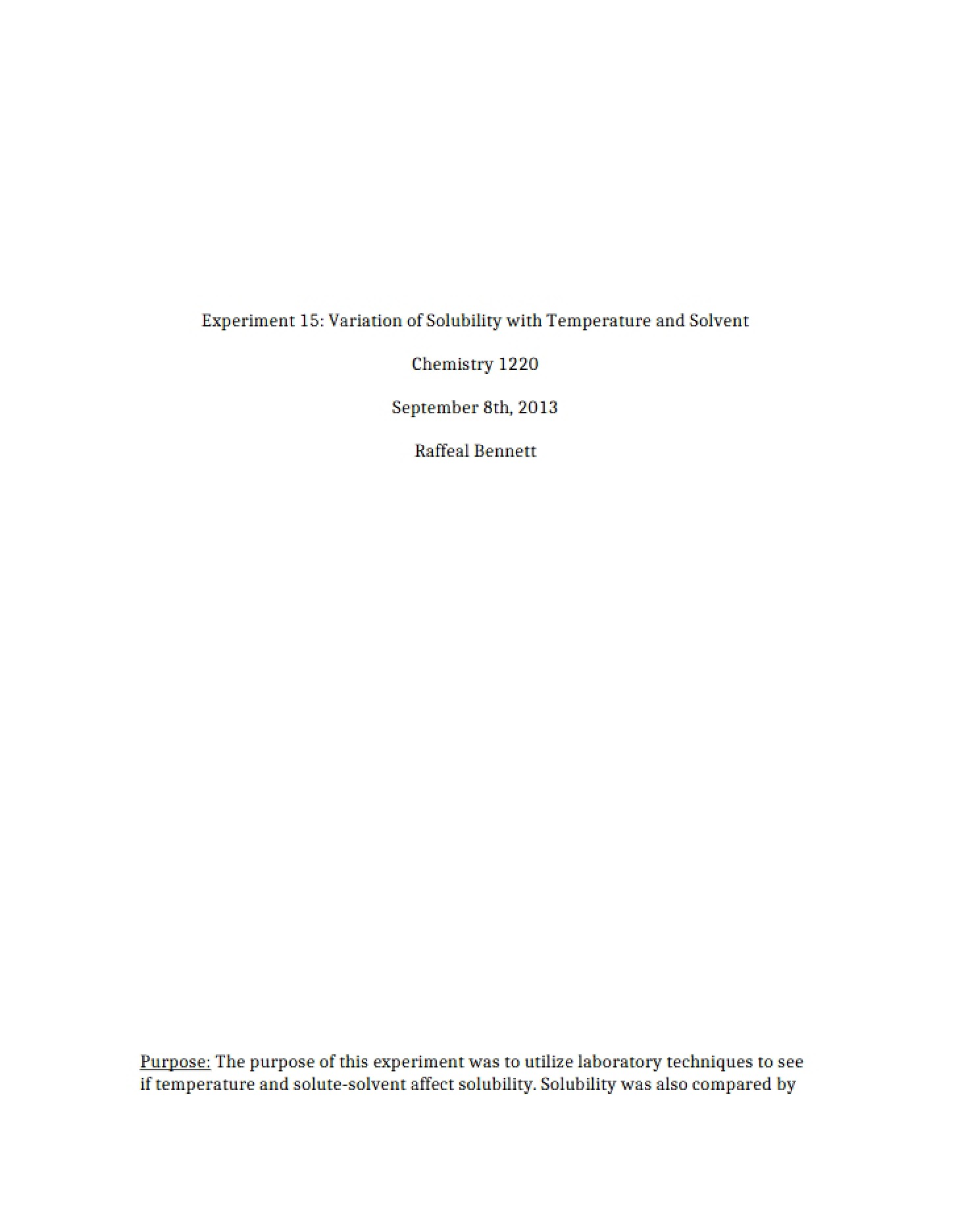 Solubility Variation Temperature and Solvent