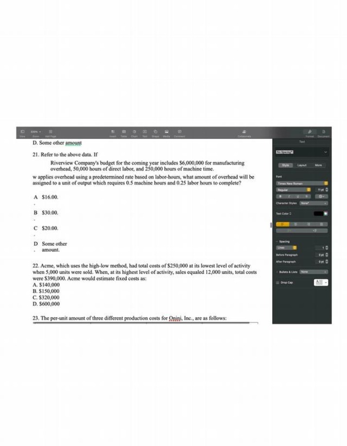 Problems in Managerial Accounting