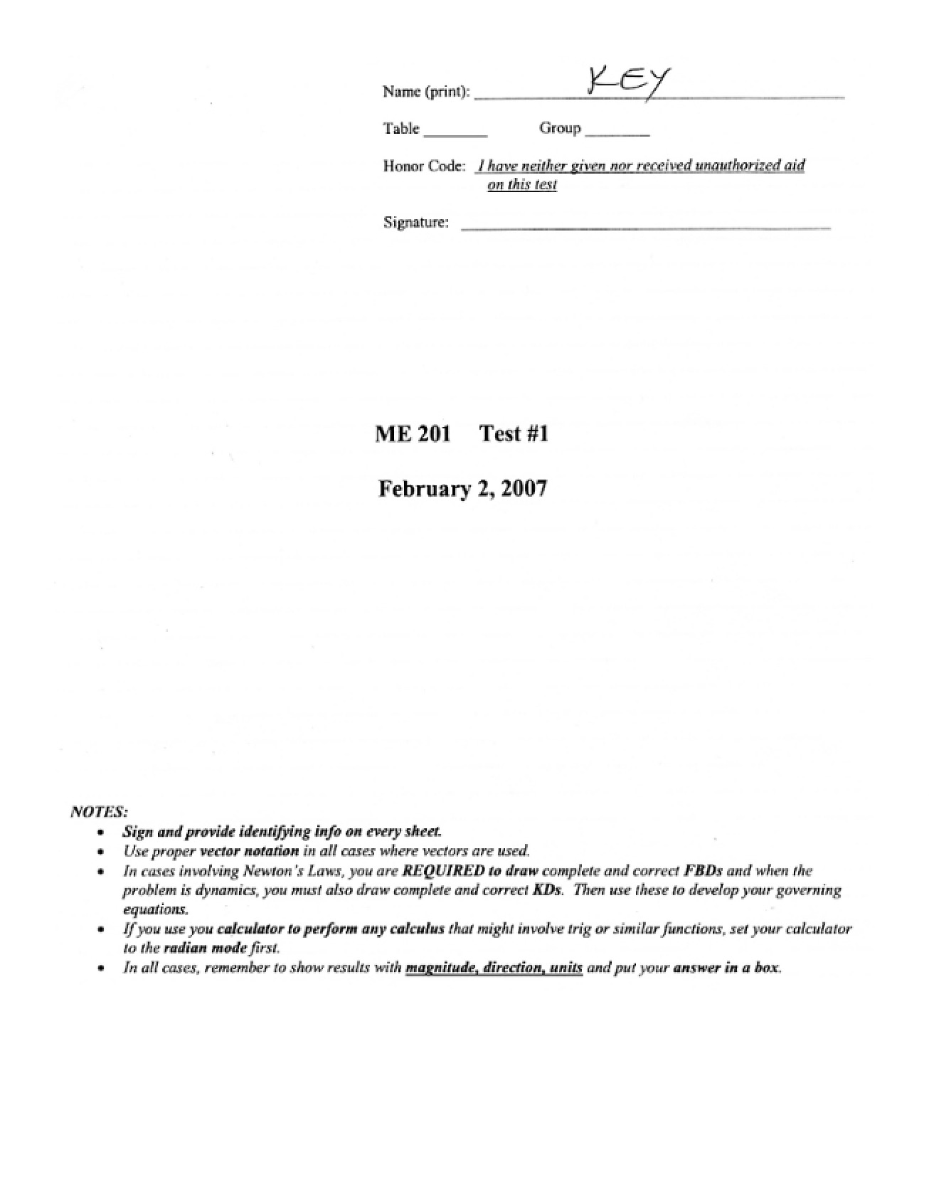 Solution for Sample Test 1a (Fall 2007)