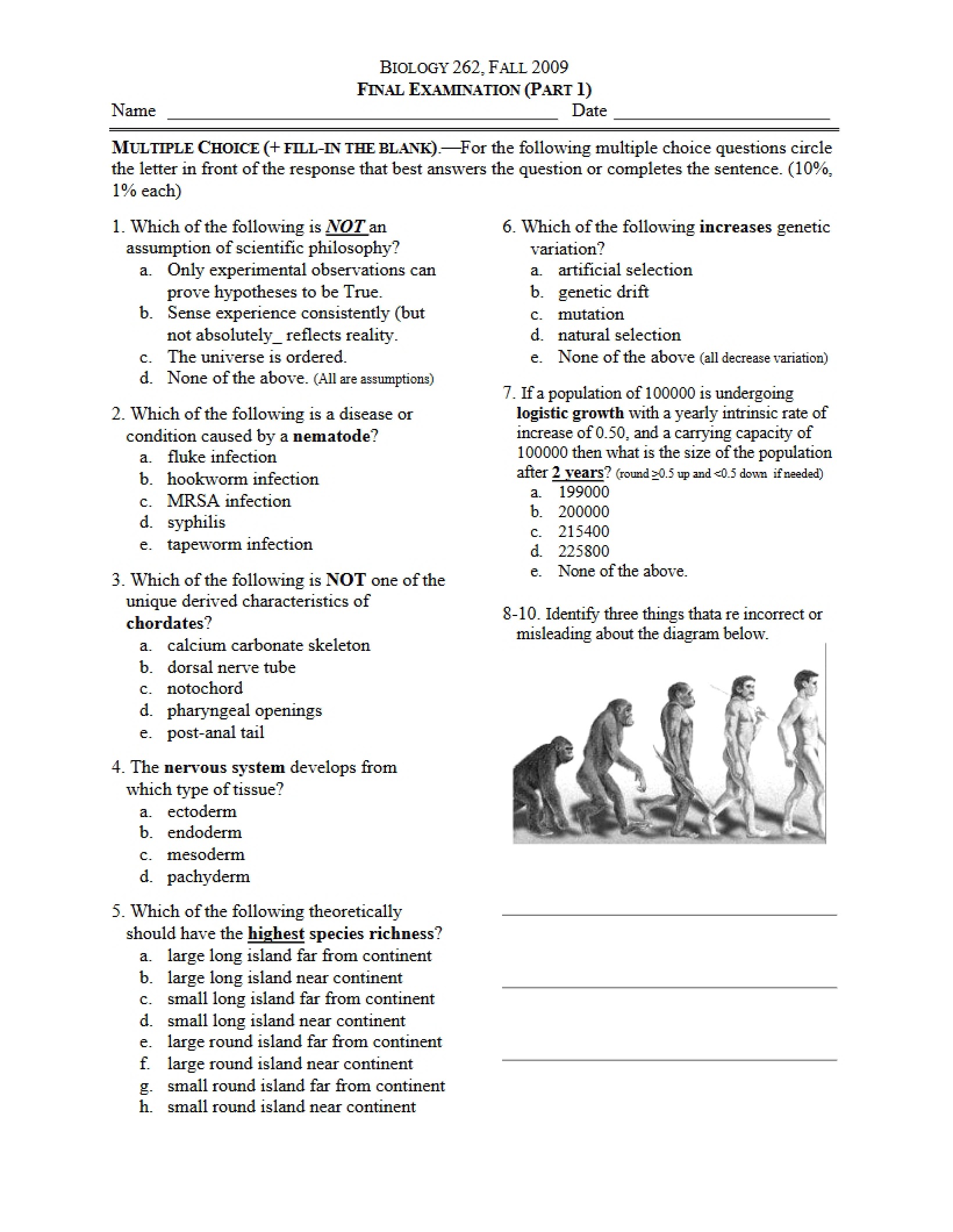Examination Final (Principles of Biology)